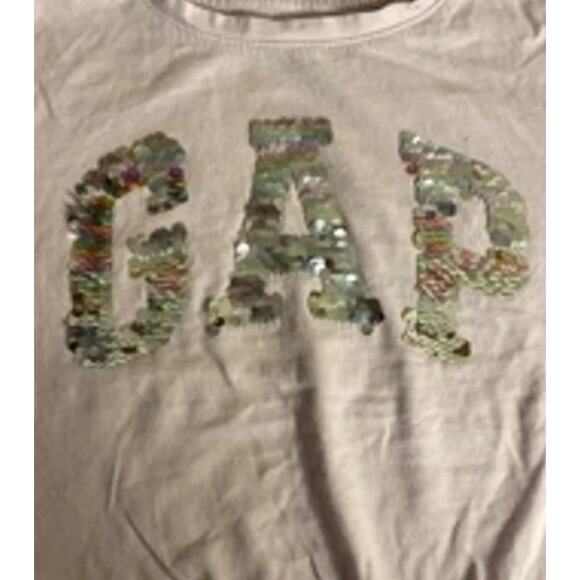 GAP Kids Sequin Logo Tie-Front T-Shirt Pink Medium (8) - Picture 3 of 5